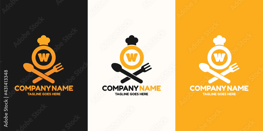 Initial letter W food Logo Design Template. Illustration vector graphic ...