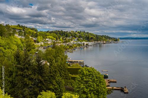 2021-05-02 SEATTLE'S SHORELINE AND LAKE WASHINGTON JUST NORTH OF THE I-90 FLOATING BRIDGE photo