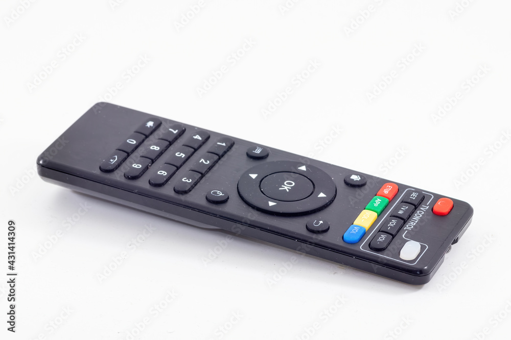 a universal television remote control isolated on white background a universal television remote control isolated on white background