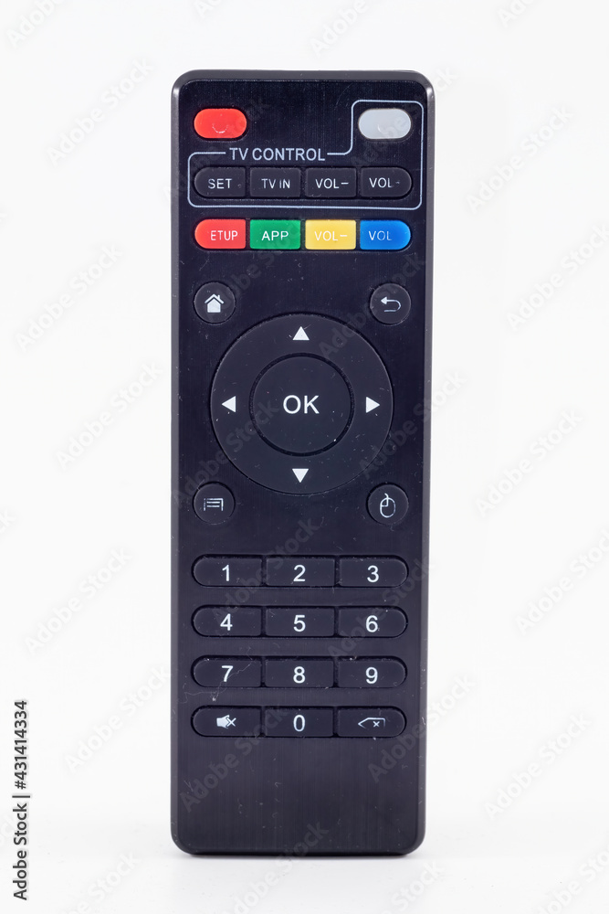 a universal television remote control isolated on white background a universal television remote control isolated on white background
