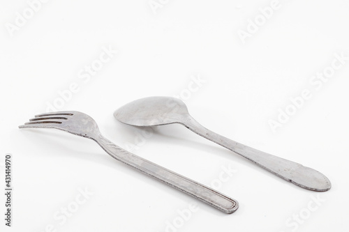 spoon and fork isolated on white background