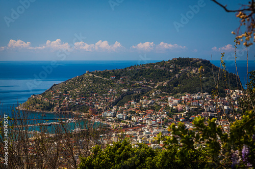 View from the hill in Alanya, Turkey. Alanya cityscape. Turkish resort. View from top of the Alanya castle in Alanya.