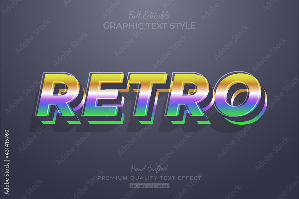 Gradient Retro Vintage Editable Text Effect Font Style