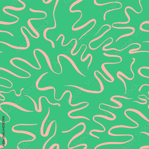 Abstract hand drawn seamless pattern illustration of line doodles. Random modern background design with freehand scribble cartoon.
