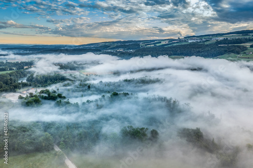 Fototapeta Naklejka Na Ścianę i Meble -  foggy morning over  a spring landscape 