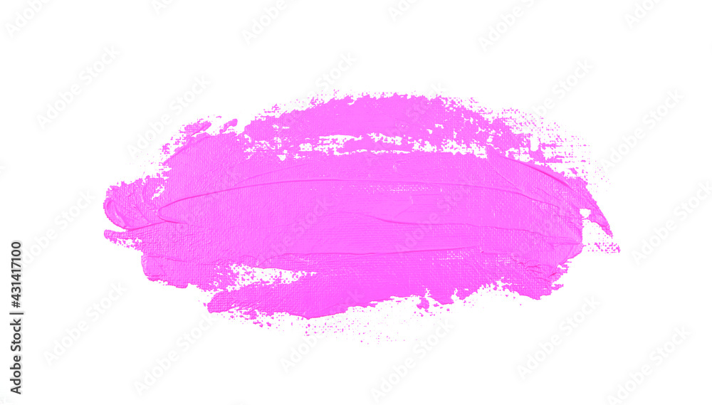 Brush stroke. Bright baby soft pastel purple color isolated on white. Fluid art texture abstract background. Handmade.