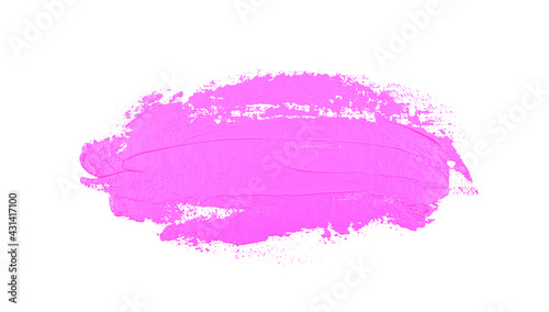 Brush stroke. Bright baby soft pastel purple color isolated on white. Fluid art texture abstract background. Handmade.