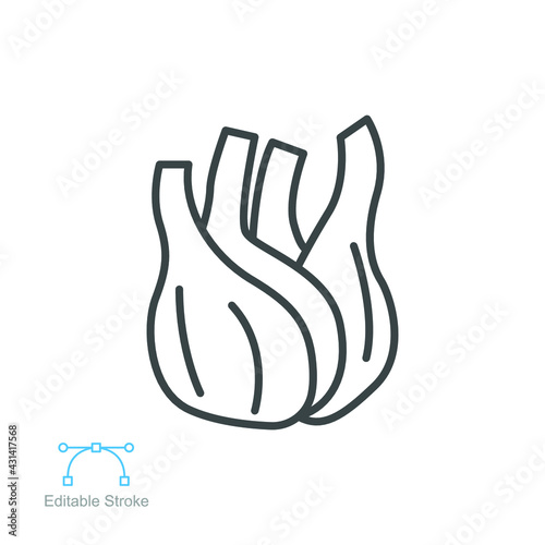 Fennel root icon. Fresh nature bulb, Organic healthy vegetable food. Spicy herbs and spices for natural. outline style. editable stroke. vector illustration. design on white background. EPS 10