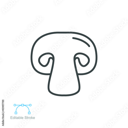 Mushroom icon. nature vegetable food slice, fungi, mycology. vegetarian organic nature meal. Natural healthy fungus. editable stroke outline style vector illustration design on white background EPS 10