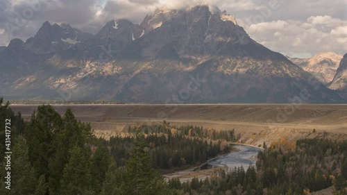 Morning timelapes  in Grand Teton National Park during a summer morning with sun rolling through the fields.