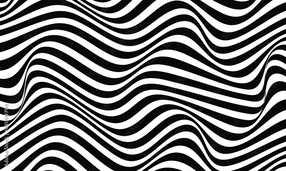 Wavy lines. Twisted duotone backgrounds. Abstract pattern from lines, halftone effect. Black and white texture. Minimalistic design template for poster, banner, cover, postcard Wavy lines. Twisted duotone backgrounds. Abstract pattern from lines, halftone effect. Black and white texture. Minimalistic design template for poster, banner, cover, postcard