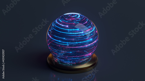 Crystal magic ball with neo...