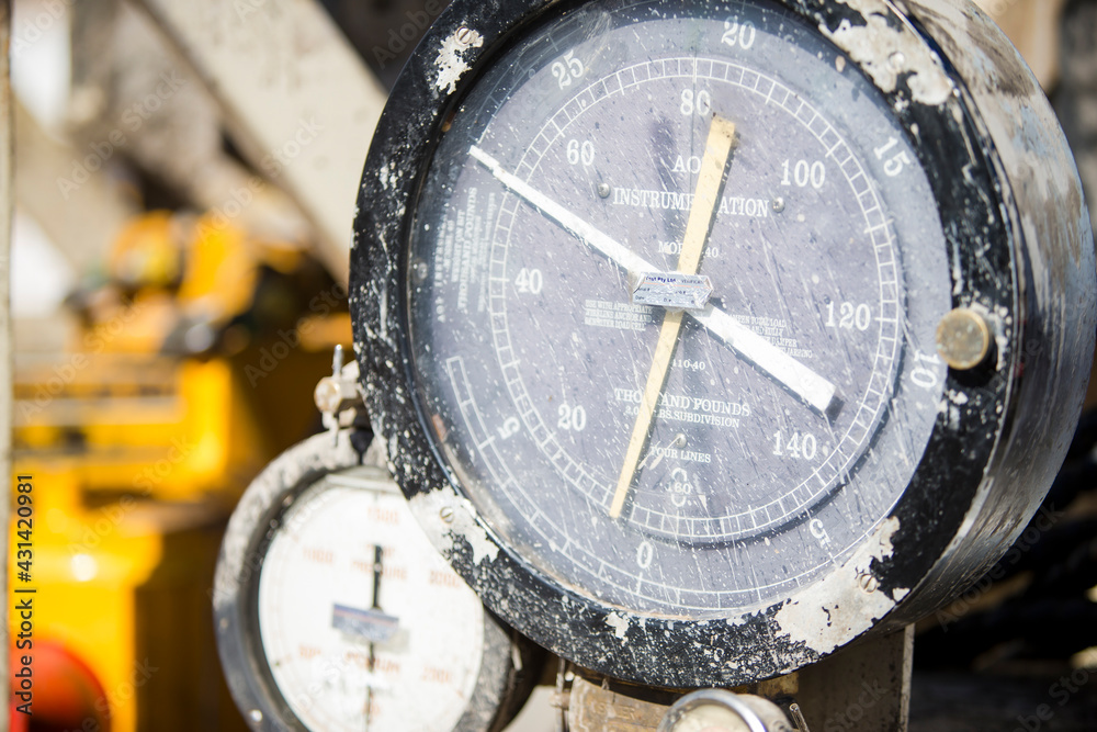 Fototapeta premium Natural Gas Drill Rig Pressure Gauge 