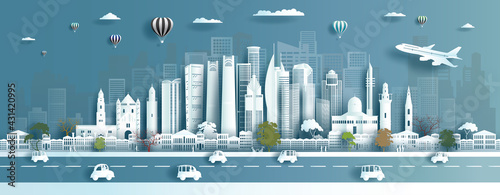 Travel destination landmarks State of Israel city modern and ancient architecture.