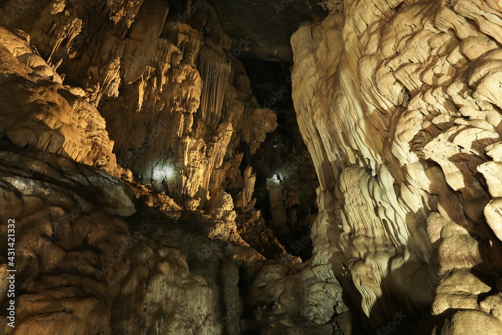 beautiful stalagmite and stalactite in the cave beautiful stalagmite and stalactite in the cave