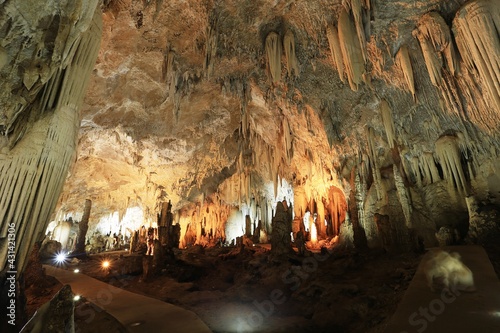 beautiful stalagmite and stalactite in the cave