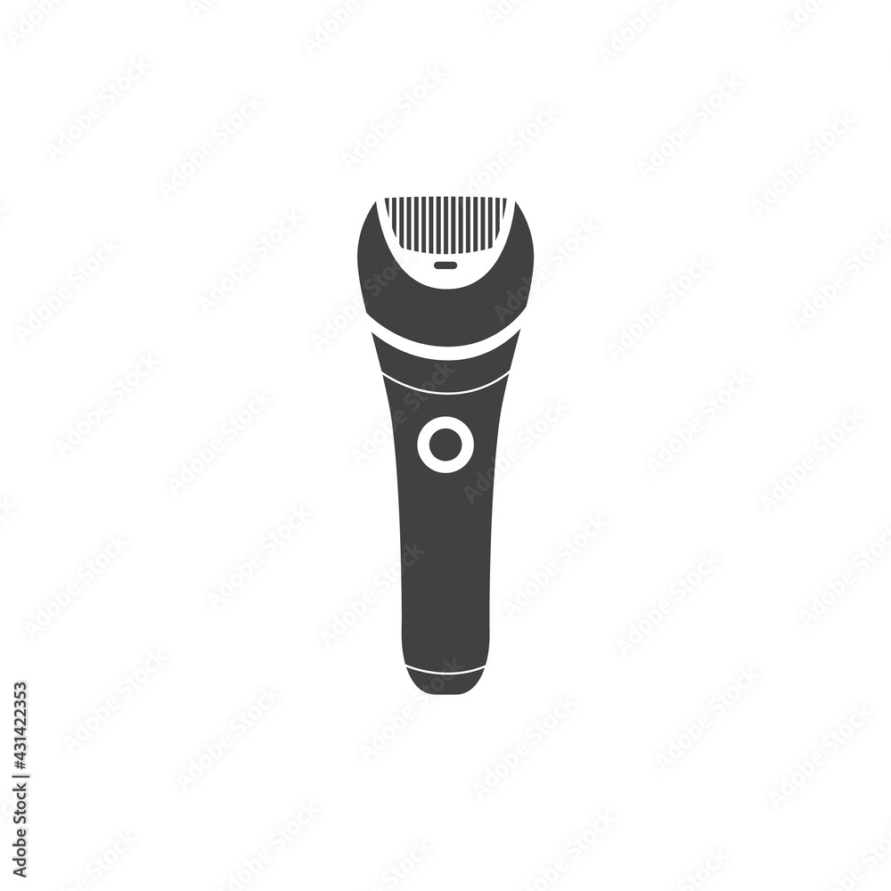 Naklejka premium Black minimalist electric shaver or trimmer tool vector illustration isolated.