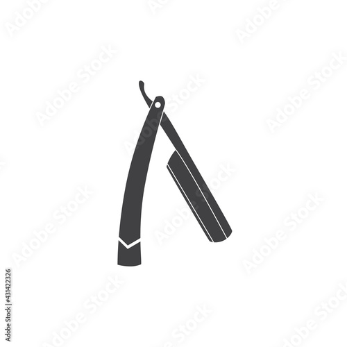 Vintage shaver or razor black symbol, flat vector illustration isolated.