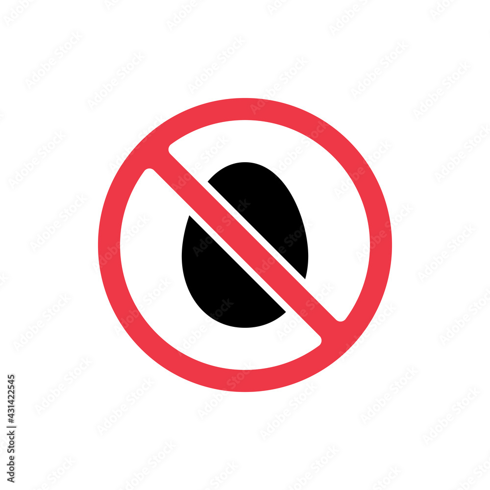 No egg sign, egg forbidden icon vector illustration No egg sign, egg forbidden icon vector illustration