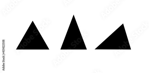Triangle types based on sides, math basic shapes silhouette - Vector
