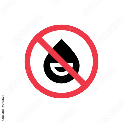 Water drop forbidden sign, no waterproof icon, strop water symbol - Vector