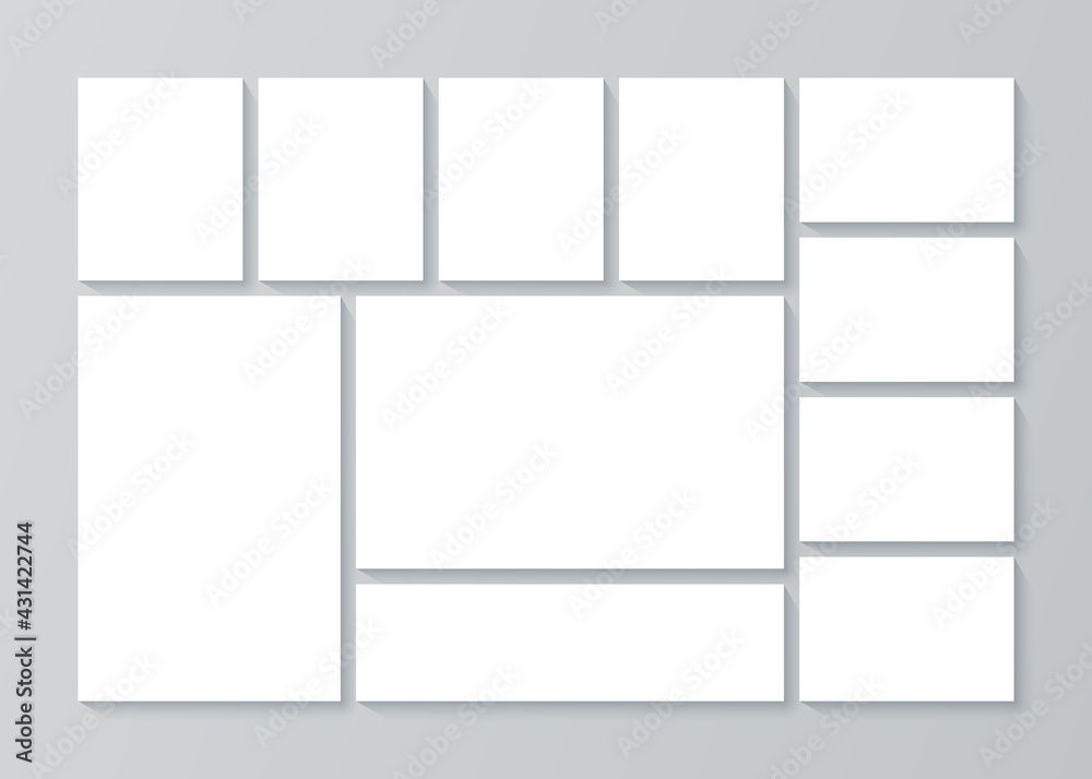 Moodboard template. Photo collage. Vector. Mood board design. Mosaic frame banner. Pictures grid on background. Photography album layout. Branding presentation. Simple illustration Moodboard template. Photo collage. Vector. Mood board design. Mosaic frame banner. Pictures grid on background. Photography album layout. Branding presentation. Simple illustration