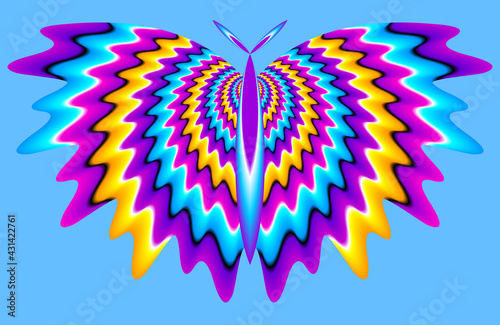 Colorful butterfly. Optical expansion illusion.