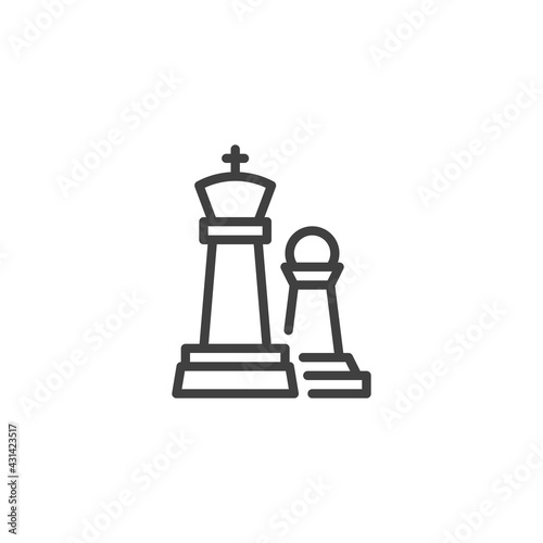 King and pawn chess piece line icon