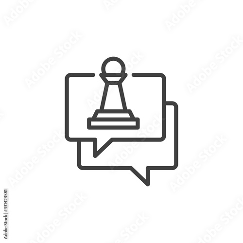 Online chess play line icon