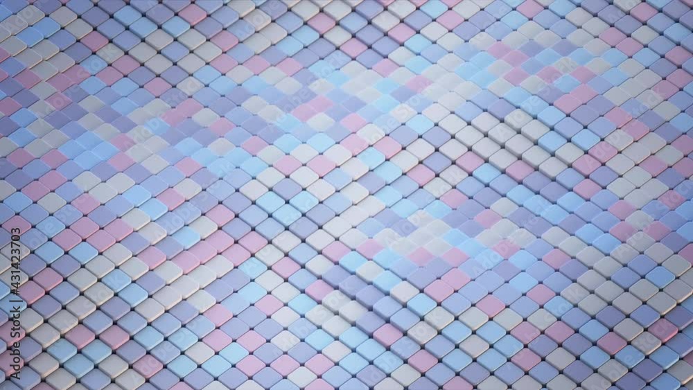 Abstract background with gentle colors cubes. Seamless loop 3D render animation