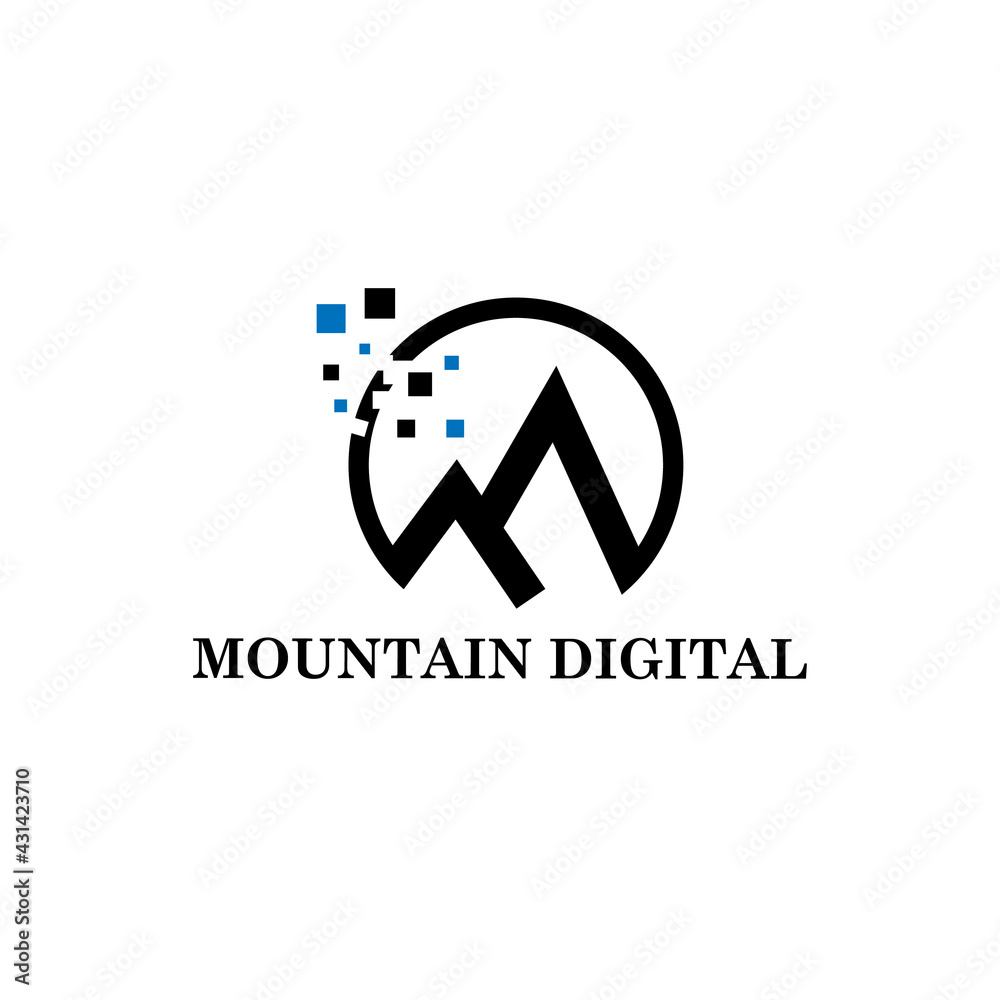 Fototapeta premium Mountain digital logo vector, icon, element, and template for company