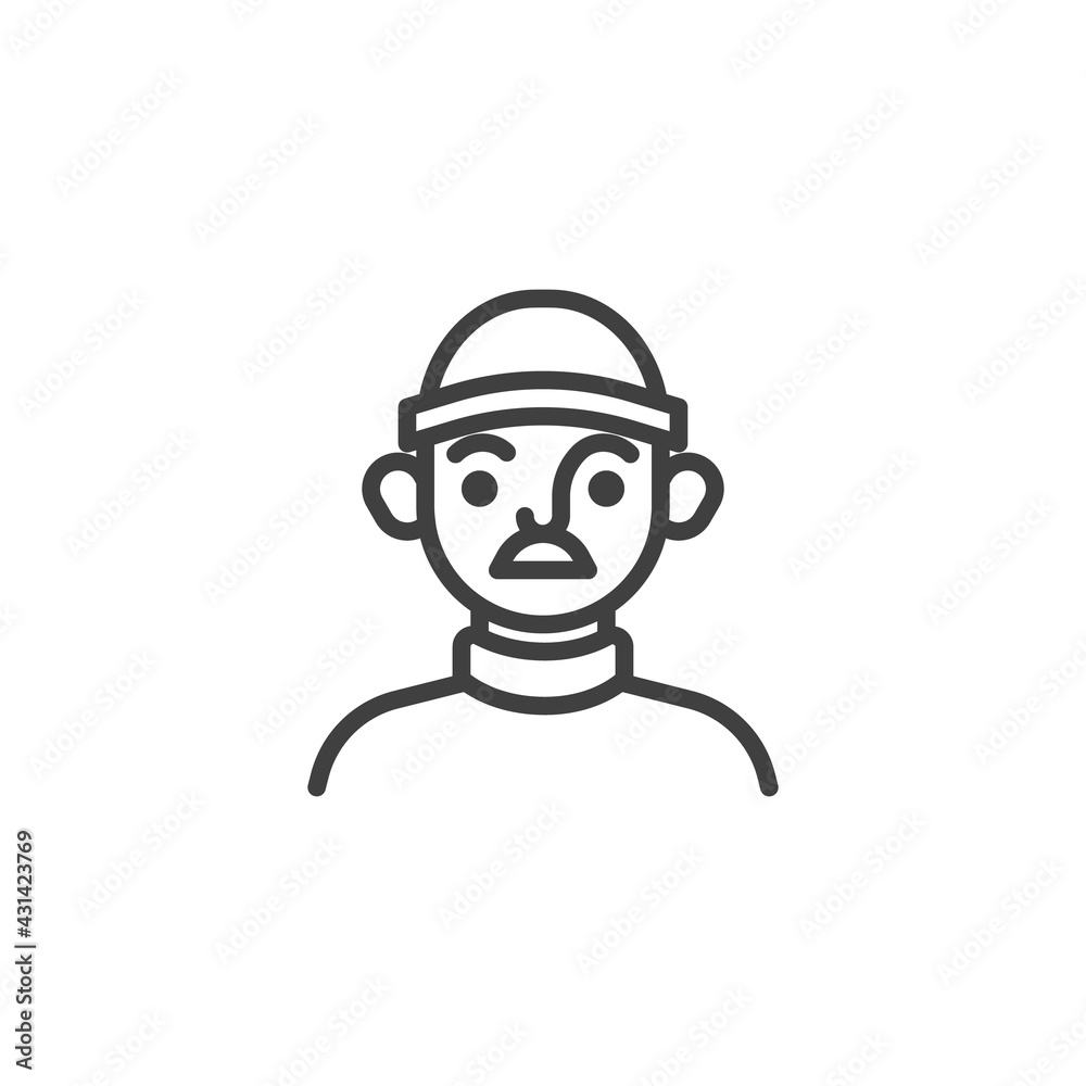 Man with mustache line icon
