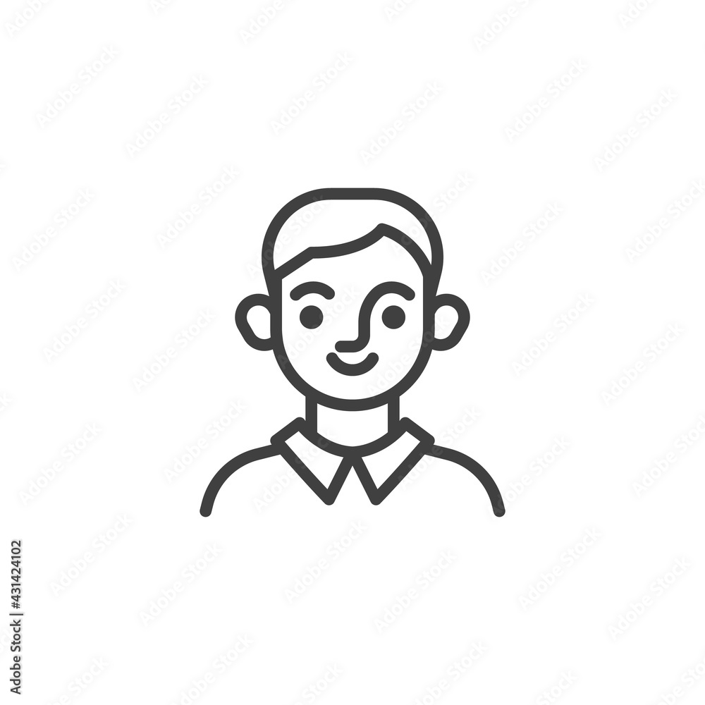 Young man character line icon