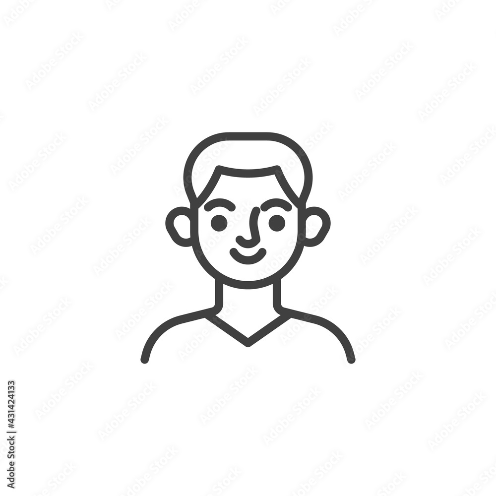 Smiling man avatar line icon