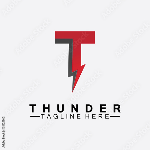 Free Download Letter T Thunder electric lightning logo vector illustration design.Flash T Letter Logo, Electrical Bolt Logo Vector - GFXLoad