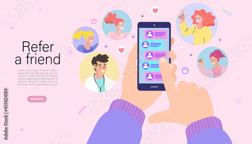 Online chat man and woman. social network concept. Chat easily landing page website. illustration vector flat design. 