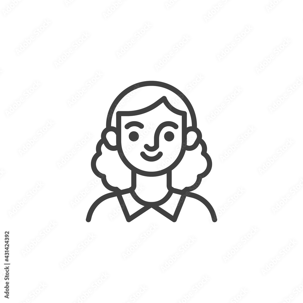 Smiling girl avatar line icon