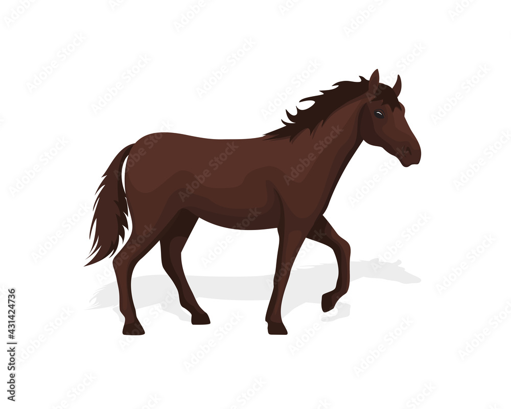 Horse standing logo vector. Dashing brown equine animal design. vector illustration Horse standing logo vector. Dashing brown equine animal design. vector illustration