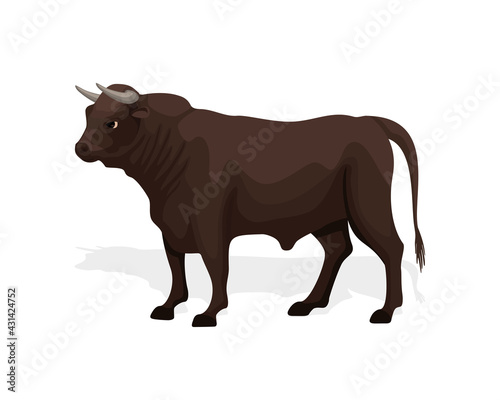 Strong bull logo vector. Muscular horned animal logo design in realistic style. vector illustration