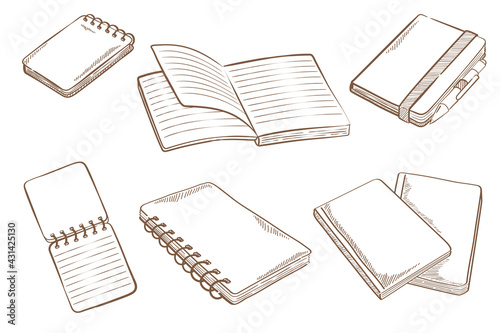 note paper book doodle set - Free hand drawing vector