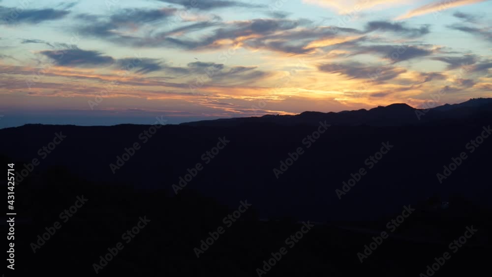 Sunset behind Silhouetted Mountains - Time Lapse Sunset behind Silhouetted Mountains - Time Lapse