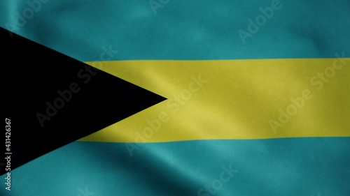 Flag of Bahamas, slow motion waving. Looping animation. Ideal for sport events, led screen, international competitions, motion graphics etc photo