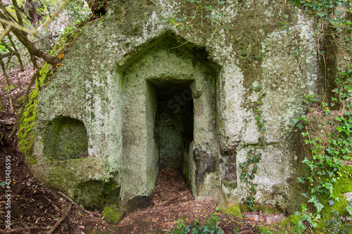 Parco di Veio, regional park in the province of Rome. Etruscan tombs in tuff rocks