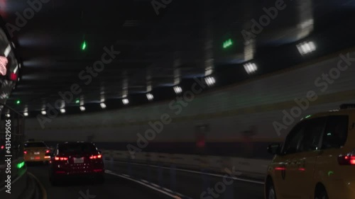 Timelapse driving in the Lincoln Tunnel in New York City. photo