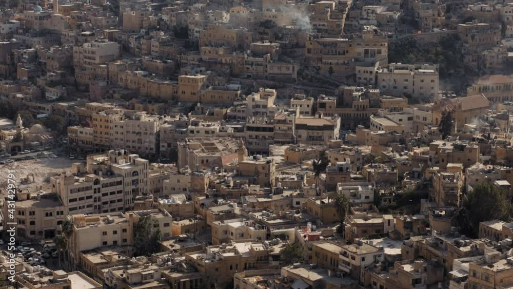Al Salt old city in Jordan. Middle East. Close shot from a high point of view. Al Salt old city houses in Jordan. Old traditional Arabic houses. Urban Sprawl footage old city. 4k footage Al Salt old city in Jordan. Middle East. Close shot from a high point of view. Al Salt old city houses in Jordan. Old traditional Arabic houses. Urban Sprawl footage old city. 4k footage