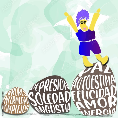 Ilustración de personaje superando obstáculos de la vida