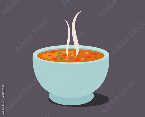 Hot vegetable soup vector illustration