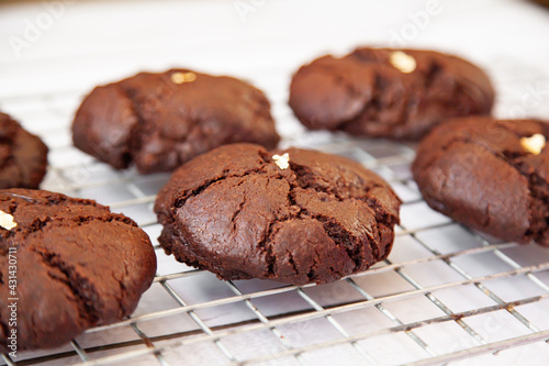 Homemade giant dark chocolate cookie