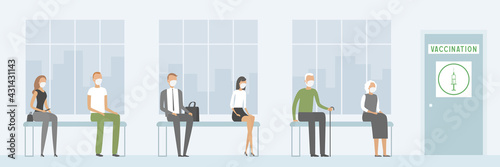 Vaccination station. Cartoon. Vector illustration.
