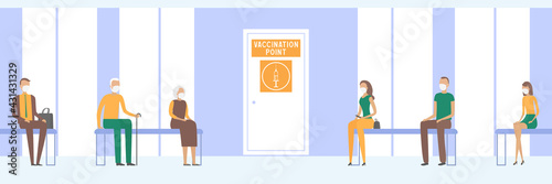 People waiting for vaccination. Vector illustration.